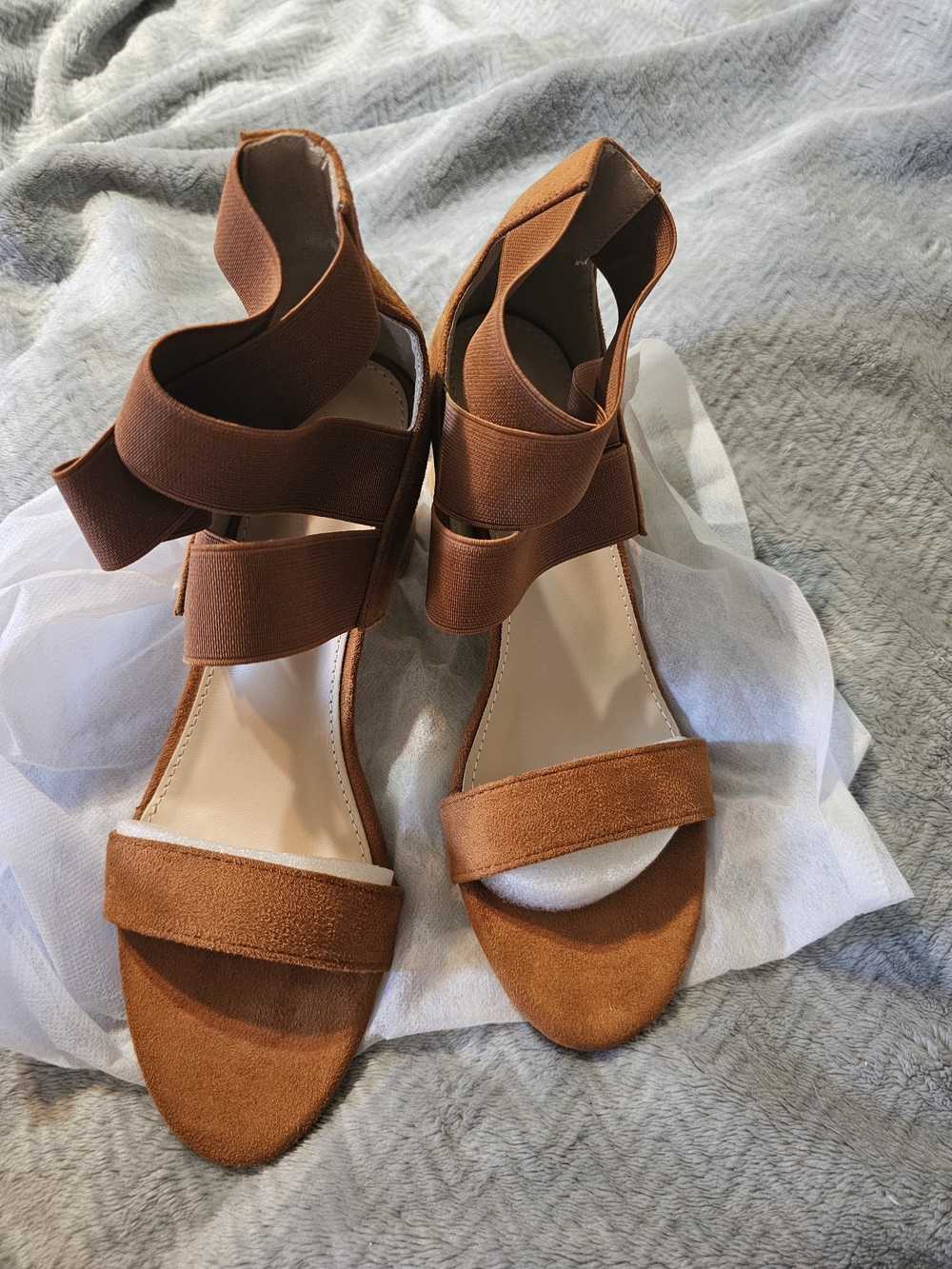 Ankle-Wrap Heeled Sandals in Rust Brown